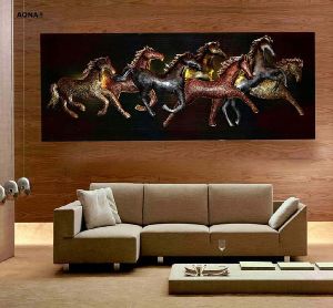 7 Metal Horses Wall Decor Frame