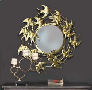 Metal Birds Around Wall Decor Mirror