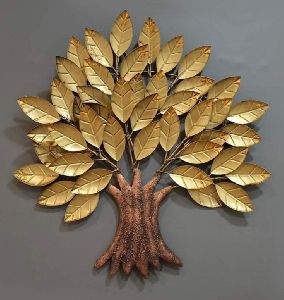 Metal Golden Big Leaf Wall Decor Tree Frame