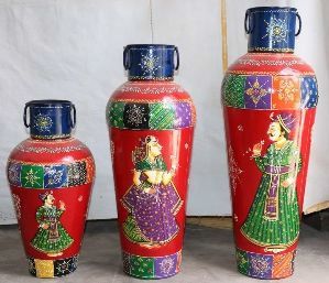 Embossed and Painted Long Flower Pot Set