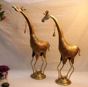 Long Neck Deer T-Light Candle Holder Set