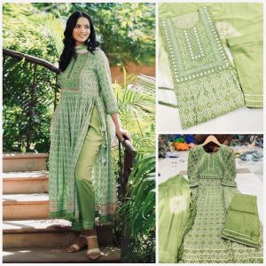 Printed nyra cut kurti pant with dupatta set