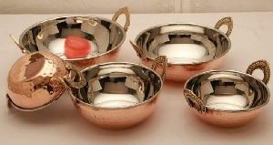 Copper Stainless Steel Serving Kadai