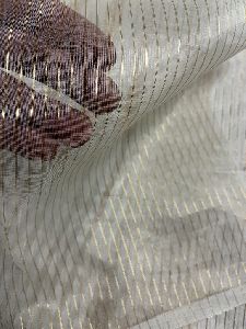 Organza Silk Golden Pinstripe Fabric