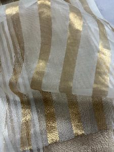 Organza Silk Golden Stripes Fabric