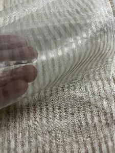 Organza Silk Silver Stripes Fabric
