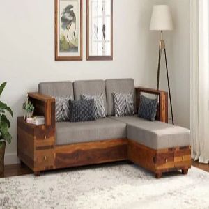 L Shape Wooden Sofa Set
