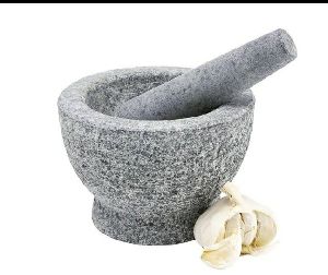 Marble mortar and pestle black non polished
