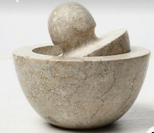 MARBLE mortar and pestle brown