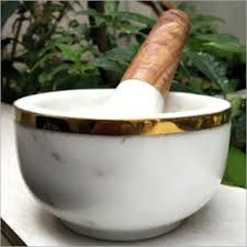 Marble mortar and pestle white