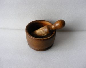 Wooden mortar and pestle acasia