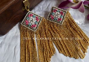 Beaded Square Layer Earrings