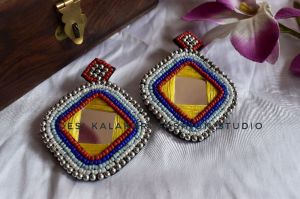 Multicolor Square Bead Earrings