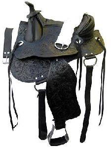 Wester leather treeless Black saddle
