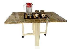 Sahni 100 cm x 58 cm Light Brown Finish Marble Top Foldable Coffee Table