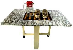 Sahni 100 cm x 58 cm White Finish Marble Top Foldable Coffee Table