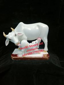 Marble Cow And Calf Statue