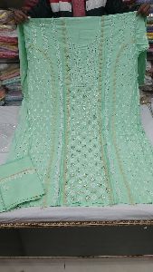 Semi Stitched Chanderi Chikankari Kurti Fabric