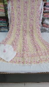 Semi Stitched Viscose Chikankari Dress Material