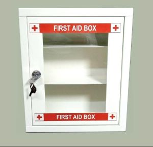 Shiny white Metal First AID box