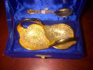 Gold Plated Duck Shaped Bowl With Spoon