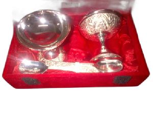 Silver Plated Ice Cream Bowl with Spoon Set