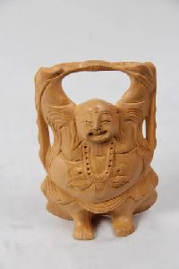 Wooden Laughing Buddha Statue