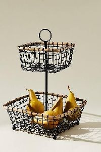 2 Tier Square Hanging Metal Fruit Basket