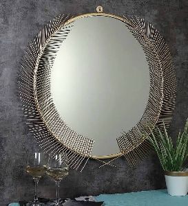 Metal Feather Wall Mirror