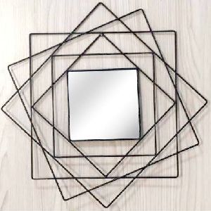Square Wire Frame Metal Wall Mirror