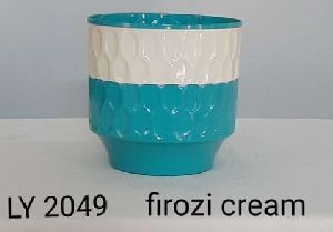 Firozi Cream Metal Planter