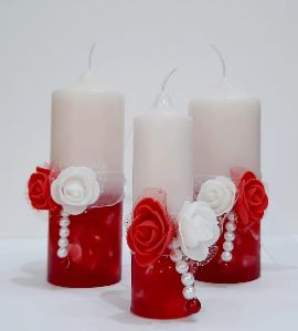 Red & White Pillar Candle