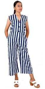 Blue and White Striped Jumpsuit