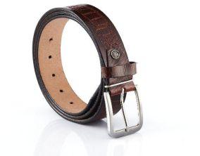 Croco Print Oil Pull Up Leather Belt