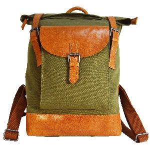 Canvas & Leather trendy backpack bag (1193-1)