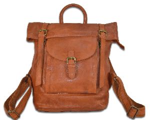 Genuine Leather Trendy backpack Bag For Men & Women-Cognac (1193-1)