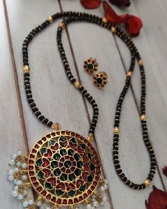 Gold Plated Black Beaded Mangalsutra