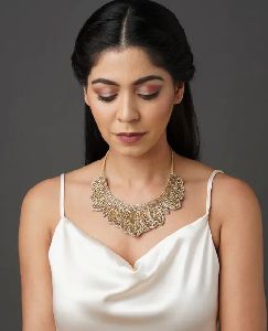 Gold Toned Choker Necklace Set