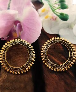 Gold Toned Circular Stud Earrings