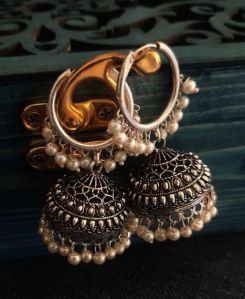 Silver Dome Shaped Earrings