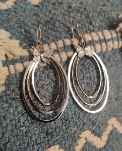 Silver Geometric Drop Earrings