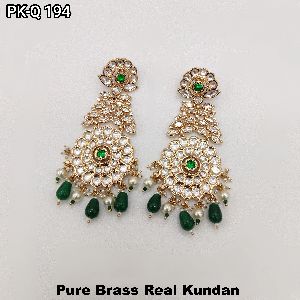 Pure Brass Real Kundan Earrings