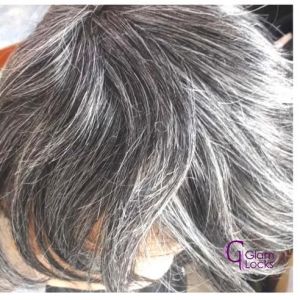 Ash Grey Silver With White Mens Hair Patch