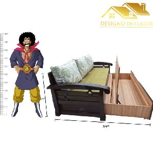 2 Fold Wooden Sofa Cum Bed with Storage