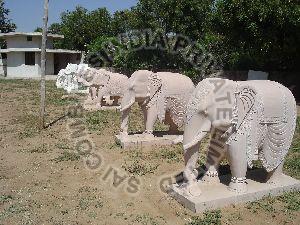 CARVED MARBLE STONE ELEPHANT STATUES