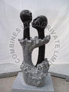 INTERIOR AND EXTERIOR BLACK MARBLE STONE COUPLE SCULPTURE