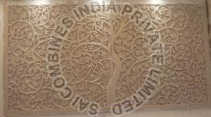 Tree Carved Marble Wall Panel