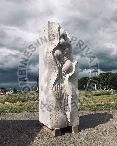 WHITE ABTRACT MABLE STONE SCULPTURE
