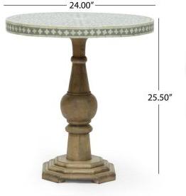 Bone Inlay Pedestal Table