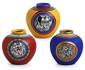 vibe painted earthen pot